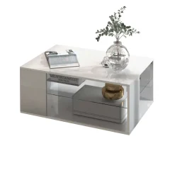 OTTO home Couchtisch »Egypt Couchtisch,Sofatisch« 1 Stk. tlg. Aus glänzend weiß lack. Holz, mit Glasablage,rechteckig,Breite 90 cm