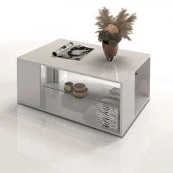 OTTO home Couchtisch »Egypt Couchtisch,Sofatisch« 1 Stk. tlg. Aus glänzend weiß lack. Holz, mit Glasablage,rechteckig,Breite 90 cm