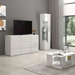 OTTO home Couchtisch »Egypt Couchtisch,Sofatisch« 1 Stk. tlg. Aus glänzend weiß lack. Holz, mit Glasablage,rechteckig,Breite 90 cm