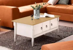 OTTO home Couchtisch »Indra« aus massiver Kiefer, FSC®, mit Stauraum, dezentes Ornament