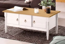OTTO home Couchtisch »Indra« aus massiver Kiefer, FSC®, mit Stauraum, dezentes Ornament