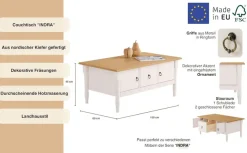 OTTO home Couchtisch »Indra« aus massiver Kiefer, FSC®, mit Stauraum, dezentes Ornament