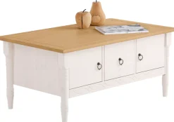 OTTO home Couchtisch »Indra« aus massiver Kiefer, FSC®, mit Stauraum, dezentes Ornament