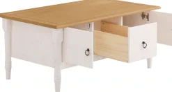 OTTO home Couchtisch »Indra« aus massiver Kiefer, FSC®, mit Stauraum, dezentes Ornament
