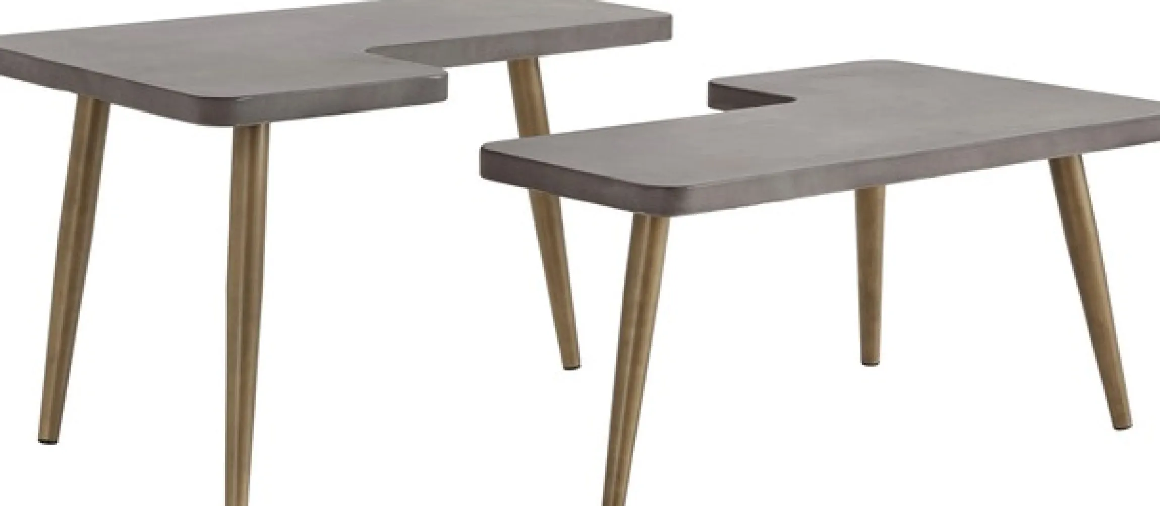 OTTO home Couchtisch »Loupe« Tischplatte aus Beton, Tischbeine aus Messing, Breite 137 cm