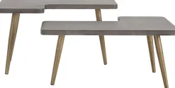 OTTO home Couchtisch »Loupe« Tischplatte aus Beton, Tischbeine aus Messing, Breite 137 cm