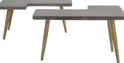 OTTO home Couchtisch »Loupe« Tischplatte aus Beton, Tischbeine aus Messing, Breite 137 cm
