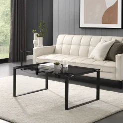 OTTO home Couchtisch »Simsbury« Tischplatte aus gehärtetem Glas 0,8 cm, Gestell aus Metall, Höhe 45 cm
