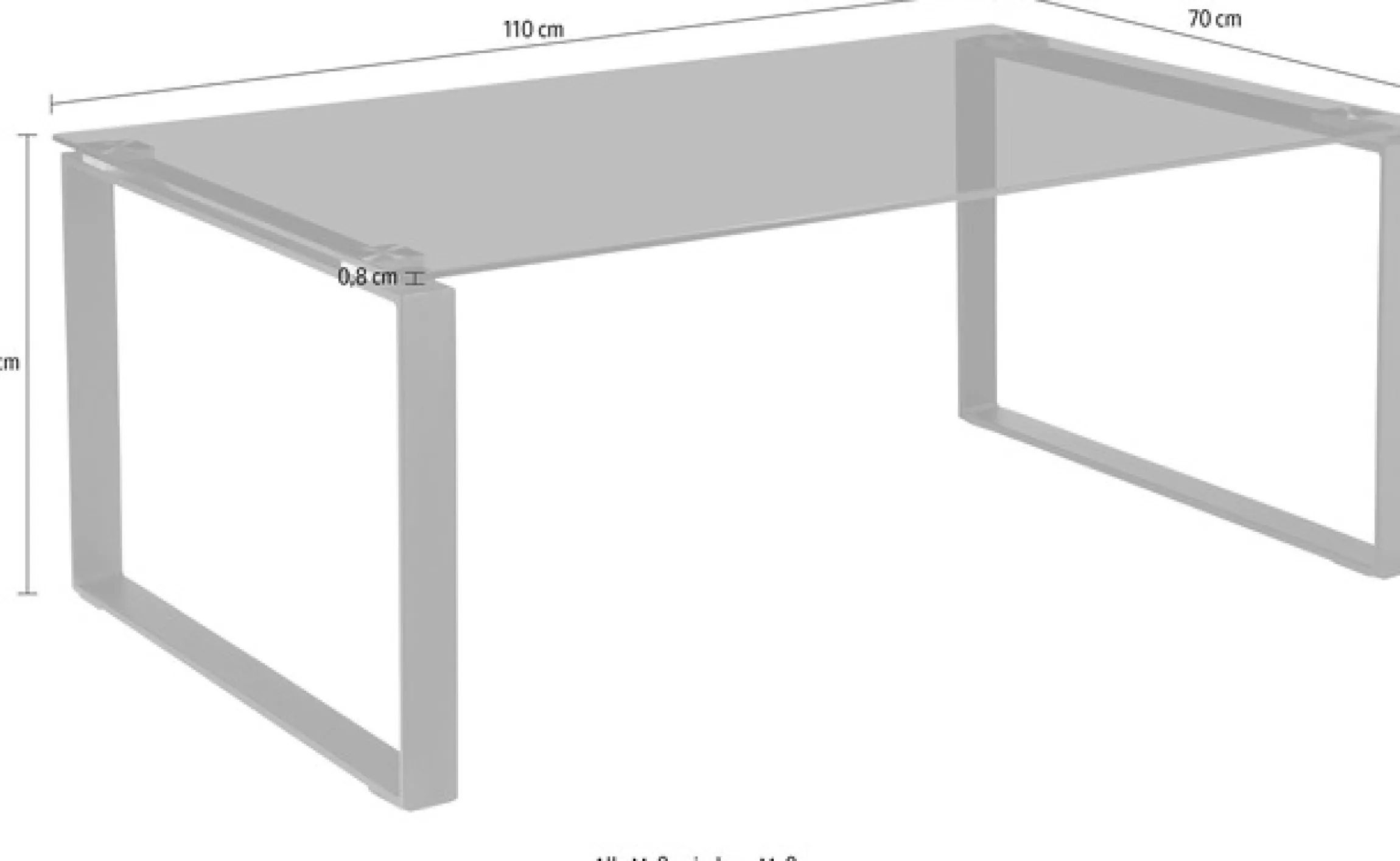 OTTO home Couchtisch »Simsbury« Tischplatte aus gehärtetem Glas 0,8 cm, Gestell aus Metall, Höhe 45 cm