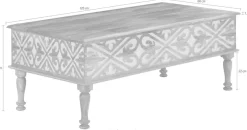 OTTO home Couchtisch »Spring« aus massivem Mangoholz mit detailreichen Schnitzereien, Breite 120 cm