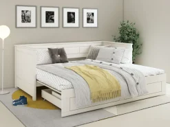OTTO home Daybed »Leorben, 2 Schlafplätze, Jugendbett, Landhausstil, Massivholz« B/H/T ca. Liegefläche von 90cm auf 180cm ausziehbar 100x82x210cm,ausziehbar, 2 Schubladen, inkl. Lattenroste, viel Stauraum, Made in EU