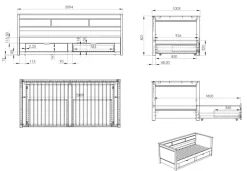 OTTO home Daybed »Leorben, 2 Schlafplätze, Jugendbett, Landhausstil, Massivholz« B/H/T ca. Liegefläche von 90cm auf 180cm ausziehbar 100x82x210cm,ausziehbar, 2 Schubladen, inkl. Lattenroste, viel Stauraum, Made in EU