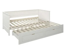 OTTO home Daybed »Leorben, 2 Schlafplätze, Jugendbett, Landhausstil, Massivholz« B/H/T ca. Liegefläche von 90cm auf 180cm ausziehbar 100x82x210cm,ausziehbar, 2 Schubladen, inkl. Lattenroste, viel Stauraum, Made in EU