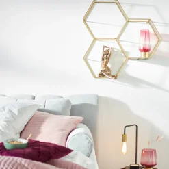 OTTO home Deko-Wandregal »Lenia, 3 Ablageflächen aus Glas in einer besonderen Form kombiniert« für elegantes und modernes Wohnen, aus Metall, in 3 Farben