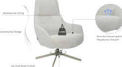 OTTO home Drehsessel »CLARINDA moderner Ohrensessel drehbar, TV-Sessel, Relaxsessel« 360-Grad drehbar, robustes Metallgestell,