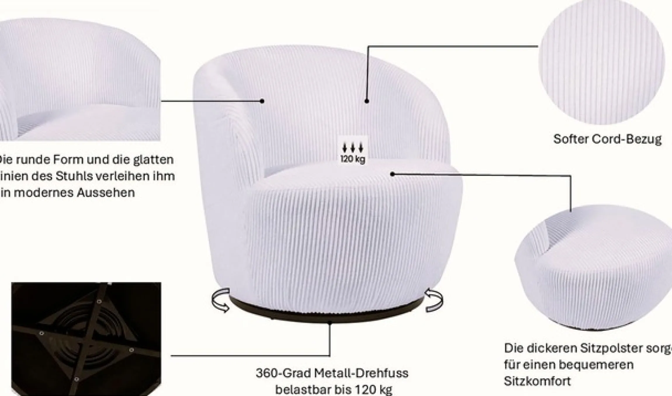 OTTO home Drehsessel »FRAZEE« Lese-Sessel, TV-Sessel, Loungesessel