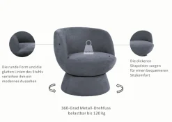 OTTO home Drehsessel »ZAZZA Lese-Sessel, TV-Sessel, Loungesessel« 360° drehbar, feiner Struktur-Bezug