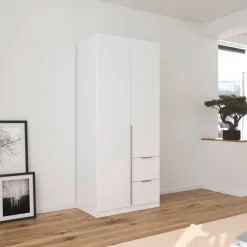 OTTO home Drehtürenschrank »Kleiderschrank Schrank Garderobe AGORDO mit Dekor- oder Hochglanzfront« in zwei Griff-Farben, Breite 91 cm,mit Außenschubkästen, Serie in 7 Breiten und 2 Höhen MADE IN GERMANY