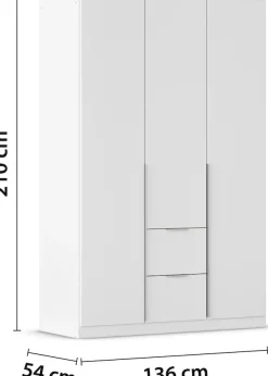 OTTO home Drehtürenschrank »Kleiderschrank Schrank Garderobe AGORDO mit Dekor- oder Hochglanzfront« in zwei Griff-Farben, Breite 136 cm,mit Außenschubkästen, Serie in 7 Breiten und 2 Höhen MADE IN GERMANY