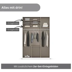 OTTO home Drehtürenschrank »Kleiderschrank Schrank Garderobe AGORDO mit Dekor- oder Hochglanzfront« in zwei Griff-Farben, Breite 136 cm,mit Außenschubkästen, Serie in 7 Breiten und 2 Höhen MADE IN GERMANY