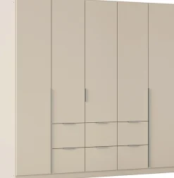 OTTO home Drehtürenschrank »Kleiderschrank Schrank Garderobe AGORDO mit Dekor- oder Hochglanzfront« in zwei Griff-Farben, Breite 226 cm,mit Außenschubkästen, Serie in 7 Breiten und 2 Höhen MADE IN GERMANY