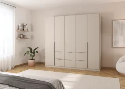 OTTO home Drehtürenschrank »Kleiderschrank Schrank Garderobe AGORDO mit Dekor- oder Hochglanzfront« in zwei Griff-Farben, Breite 226 cm,mit Außenschubkästen, Serie in 7 Breiten und 2 Höhen MADE IN GERMANY