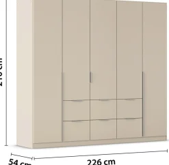 OTTO home Drehtürenschrank »Kleiderschrank Schrank Garderobe AGORDO mit Dekor- oder Hochglanzfront« in zwei Griff-Farben, Breite 226 cm,mit Außenschubkästen, Serie in 7 Breiten und 2 Höhen MADE IN GERMANY