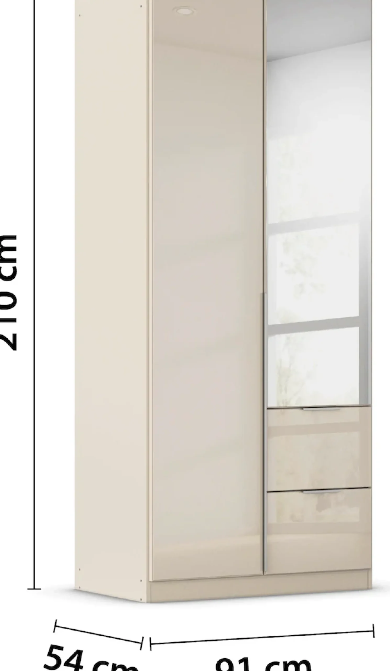 OTTO home Drehtürenschrank »Kleiderschrank Kleiderschränke Schrank Garderobe AGORDO mit Glasfront« in zwei Griff-Farben, Breiten 91-360 cm,mit Außenschubkästen, in 7 Breiten und 2 Höhen MADE IN GERMANY