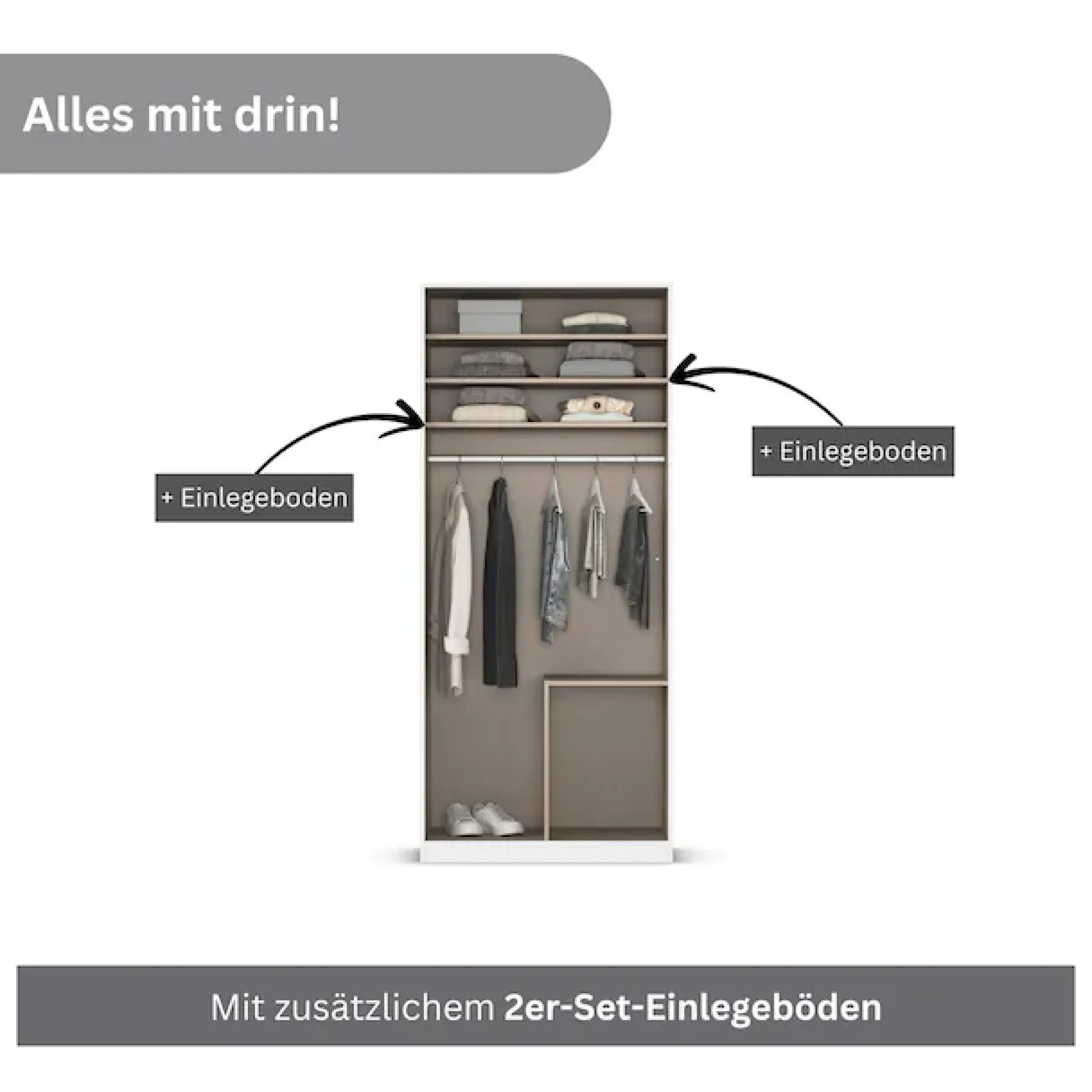 OTTO home Drehtürenschrank »Kleiderschrank Kleiderschränke Schrank Garderobe AGORDO mit Glasfront« in zwei Griff-Farben, Breiten 91-360 cm,mit Außenschubkästen, in 7 Breiten und 2 Höhen MADE IN GERMANY