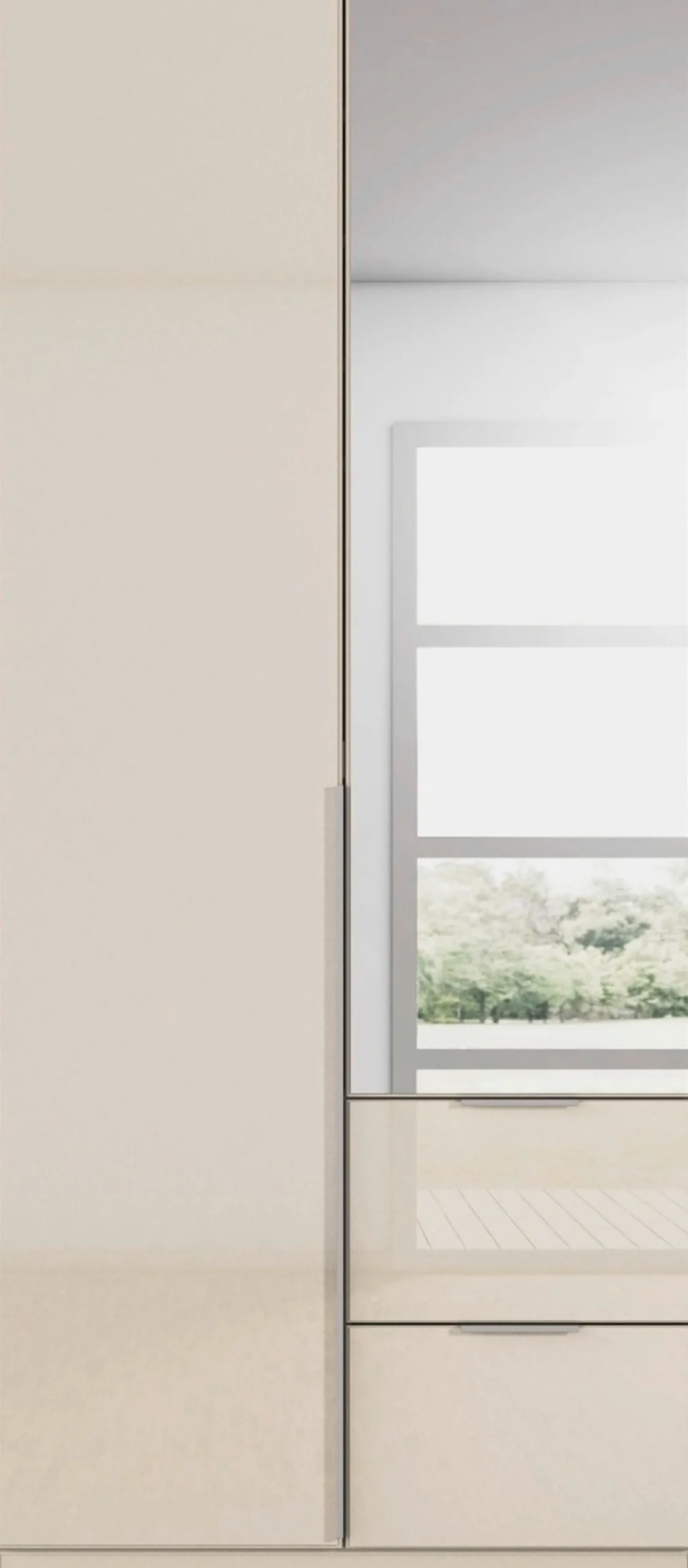 OTTO home Drehtürenschrank »Kleiderschrank Kleiderschränke Schrank Garderobe AGORDO mit Glasfront« in zwei Griff-Farben, Breiten 91-360 cm,mit Außenschubkästen, in 7 Breiten und 2 Höhen MADE IN GERMANY