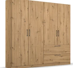 OTTO home Drehtürenschrank »Kleiderschrank Schrank Garderobe Wäscheschrank CHALLENGER« Breiten 181/226 cm, Höhen 197/210 cm,Metallgriffe in Graumetallic und geräumige Schubladen MADE IN GERMANY