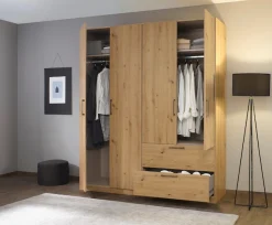 OTTO home Drehtürenschrank »Kleiderschrank Schrank Garderobe Wäscheschrank CHALLENGER« Breiten 181/226 cm, Höhen 197/210 cm,Metallgriffe in Graumetallic und geräumige Schubladen MADE IN GERMANY