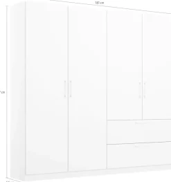 OTTO home Drehtürenschrank »Kleiderschrank Schrank Garderobe Wäscheschrank CHALLENGER« Breiten 181/226 cm, Höhen 197/210 cm,Metallgriffe in Graumetallic und geräumige Schubladen MADE IN GERMANY