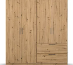 OTTO home Drehtürenschrank »Kleiderschrank Schrank Garderobe Wäscheschrank CHALLENGER« Breiten 181/226 cm, Höhen 197/210 cm,Metallgriffe in Graumetallic und geräumige Schubladen MADE IN GERMANY