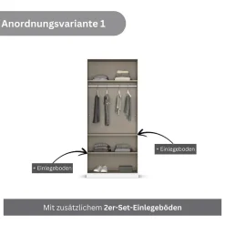 OTTO home Drehtürenschrank »Kleiderschrank Schrank Garderobe AGORDO mit Dekor- oder Hochglanzfront« in zwei Griff-Farben, Breiten 91-405 cm,durchdachte Innenausstattung, in 8 Breiten und 2 Höhen MADE IN GERMANY