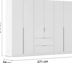 OTTO home Drehtürenschrank »Kleiderschrank Schrank Garderobe AGORDO mit Dekor- oder Hochglanzfront« in zwei Griff-Farben, Breite 271 cm,mit Außenschubkästen, Serie in 7 Breiten und 2 Höhen MADE IN GERMANY
