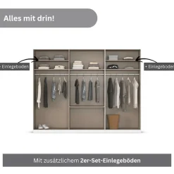 OTTO home Drehtürenschrank »Kleiderschrank Schrank Garderobe AGORDO mit Dekor- oder Hochglanzfront« in zwei Griff-Farben, Breite 271 cm,mit Außenschubkästen, Serie in 7 Breiten und 2 Höhen MADE IN GERMANY