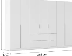 OTTO home Drehtürenschrank »Kleiderschrank Schrank Garderobe AGORDO mit Dekor- oder Hochglanzfront« in zwei Griff-Farben, Breite 315 cm,mit Außenschubkästen, Serie in 7 Breiten und 2 Höhen MADE IN GERMANY