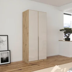 OTTO home Drehtürenschrank »Kleiderschrank Kleiderschränke Schrank Garderobe AGORDO mit Glasfront« in zwei Griff-Farben, Breiten 91-405 cm,durchdachte Innenausstattung, in 8 Breiten und 2 Höhen MADE IN GERMANY