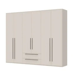 OTTO home Drehtürenschrank »Opera mit oder ohne Kranz inkl. LED-Bel. ,B 227,272,317 oder 362 cm« Schubkästen, UV lackiert, Soft Close Funktion, Höhenverstellbare Füße