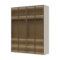 OTTO home Drehtürenschrank »Opera Parsol-Glastüren, LED-Glasbodenbeleuchtung, mit und ohne Kranz« Glastüren, UV-Lack, LED-Innenbeleuchtung, Soft-Close-Funktion