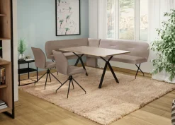 OTTO home Eckbank »Bruna Esszimmerbank, Bank, Küchenbank, Polsterbank« Mattschwarzes Metallgestell, 2-Stoff-Design, Wellenfederung im Sitz