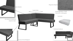 OTTO home Eckbank »Gladiole,« Sitzbank, Esszimmerbank, Bank,mit Taschenfederkern, schwarzes Metallgestell, Breite 190 cm