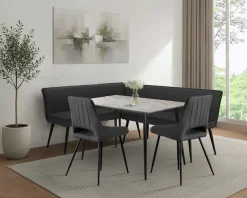 OTTO home Eckbankgruppe »Danny/Ianna/Derrek« Set, Eckbankgruppe mit Tisch, Eckbank, Stühle, 4 tlg. Sitzgruppe, Eckbank und Stühle bequem gepolstert, Tisch 120x80 cm