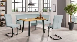 OTTO home Eckbankgruppe »Oliver« Set, 4-tlg, 4 Stk. tlg. Eckbank mit Wellenunterfederung im Sitz, Tisch Massiv Eiche