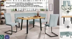 OTTO home Eckbankgruppe »Oliver« Set, 4-tlg, 4 Stk. tlg. Eckbank mit Wellenunterfederung im Sitz, Tisch Massiv Eiche