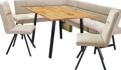 OTTO home Eckbankgruppe »Sava« Set, 4 Stk. tlg. Eckbank mit Wellenfederung im Sitz, Tisch Massiv Eiche
