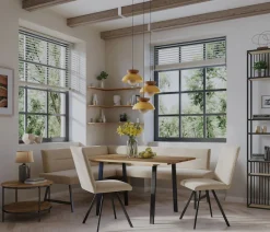 OTTO home Eckbankgruppe »Sava« Set, 4 Stk. tlg. Eckbank mit Wellenfederung im Sitz, Tisch Massiv Eiche