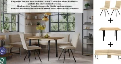 OTTO home Eckbankgruppe »Sava« Set, 4 Stk. tlg. Eckbank mit Wellenfederung im Sitz, Tisch Massiv Eiche