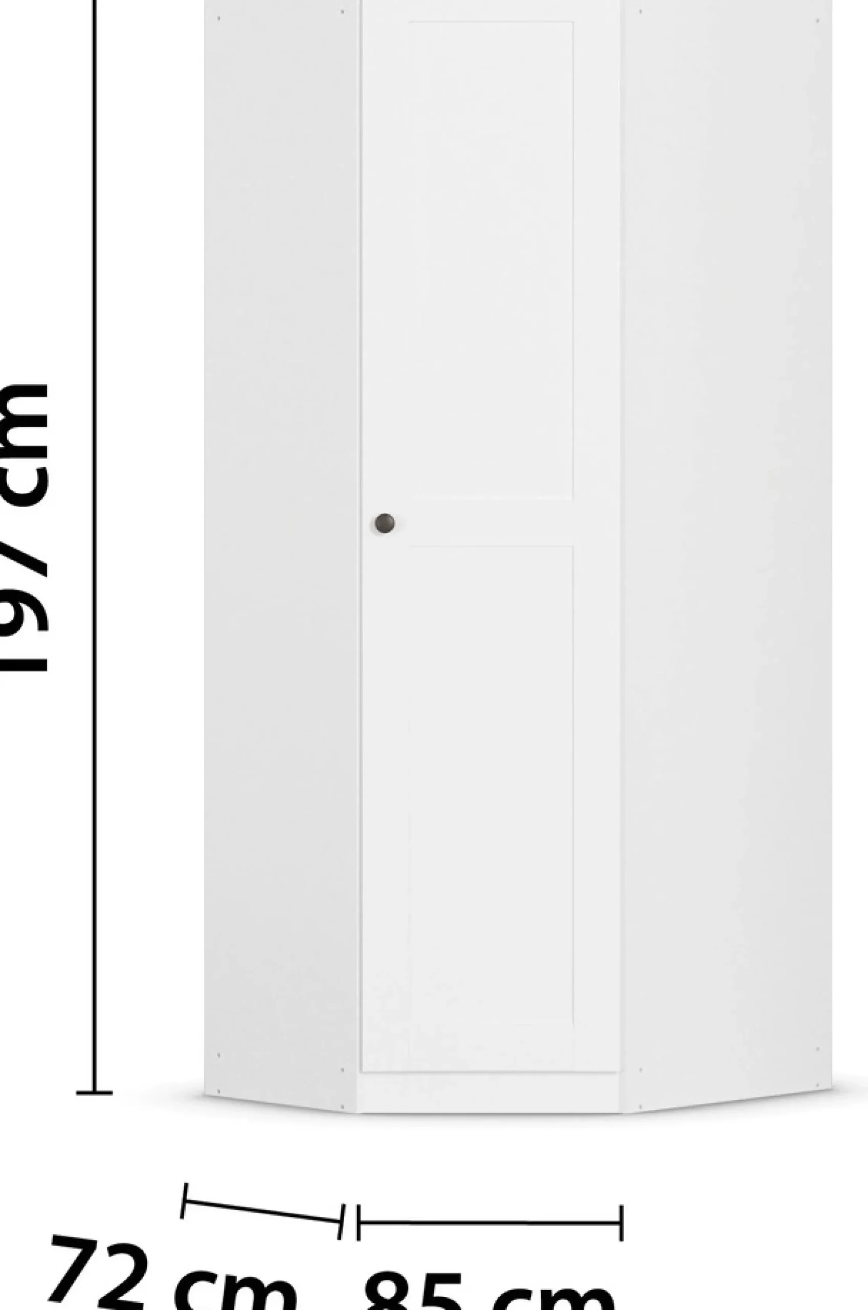 OTTO home Eckkleiderschrank »Mehrzweckschrank Aktenschrank Möbel Mietswohnung Schlafzimmer YLVA« Schenkelmaß: 85x72 cm, Höhe 197 cm,skandinavischer Style mit Rahmenfront und Knopfgriff MADE IN GERMANY